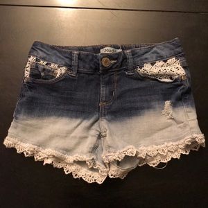 Mudd girls jean shorts with lace size 8 like new